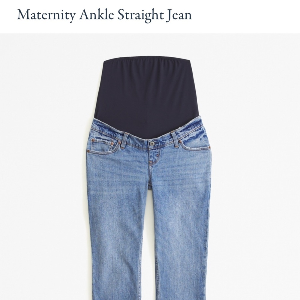 Abercrombie & Fitch Women's Light Blue Maternity Ankle Straight Jeans